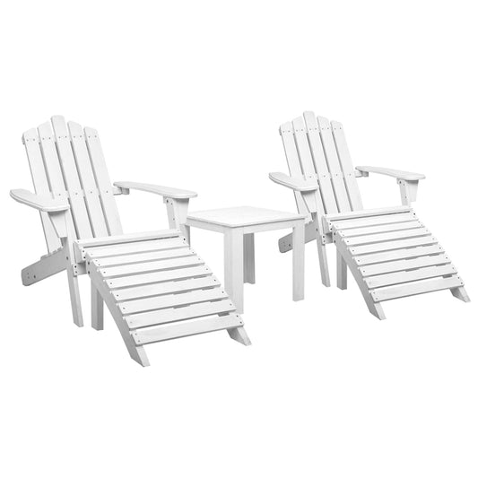 Outdoor Wooden Sun Lounge Beach Chairs Table Setting Wooden - White