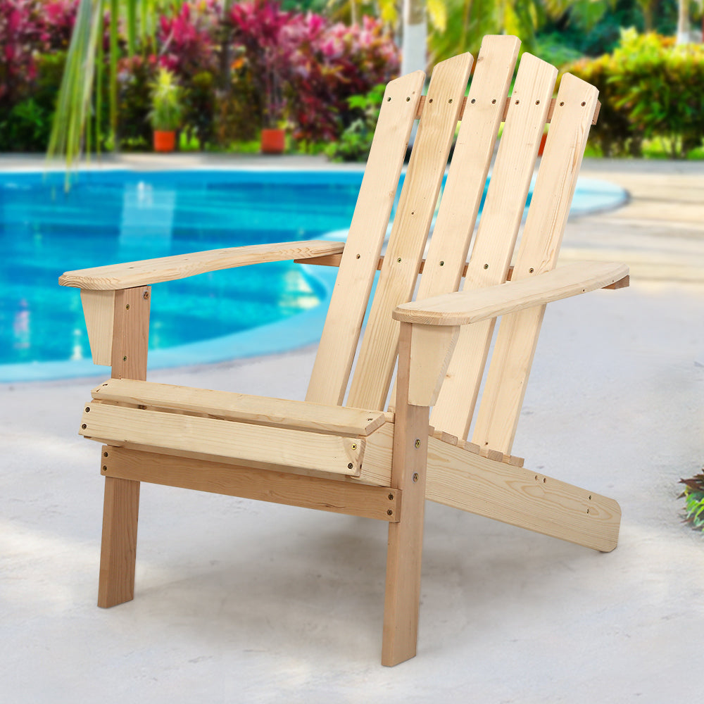 Outdoor Adirondack Lounge Beach Chair - Light Wood Tone