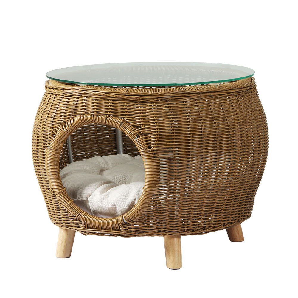 Rattan Side/Coffee Table Pet Bed