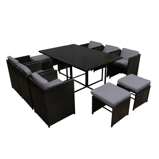 11 PC Outdoor Dining Set - Black