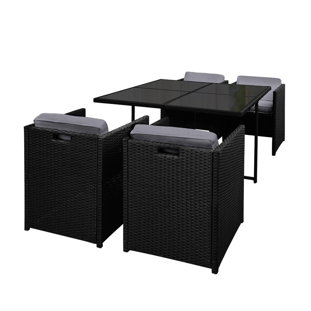 5 PC Outdoor Dining Set - Black