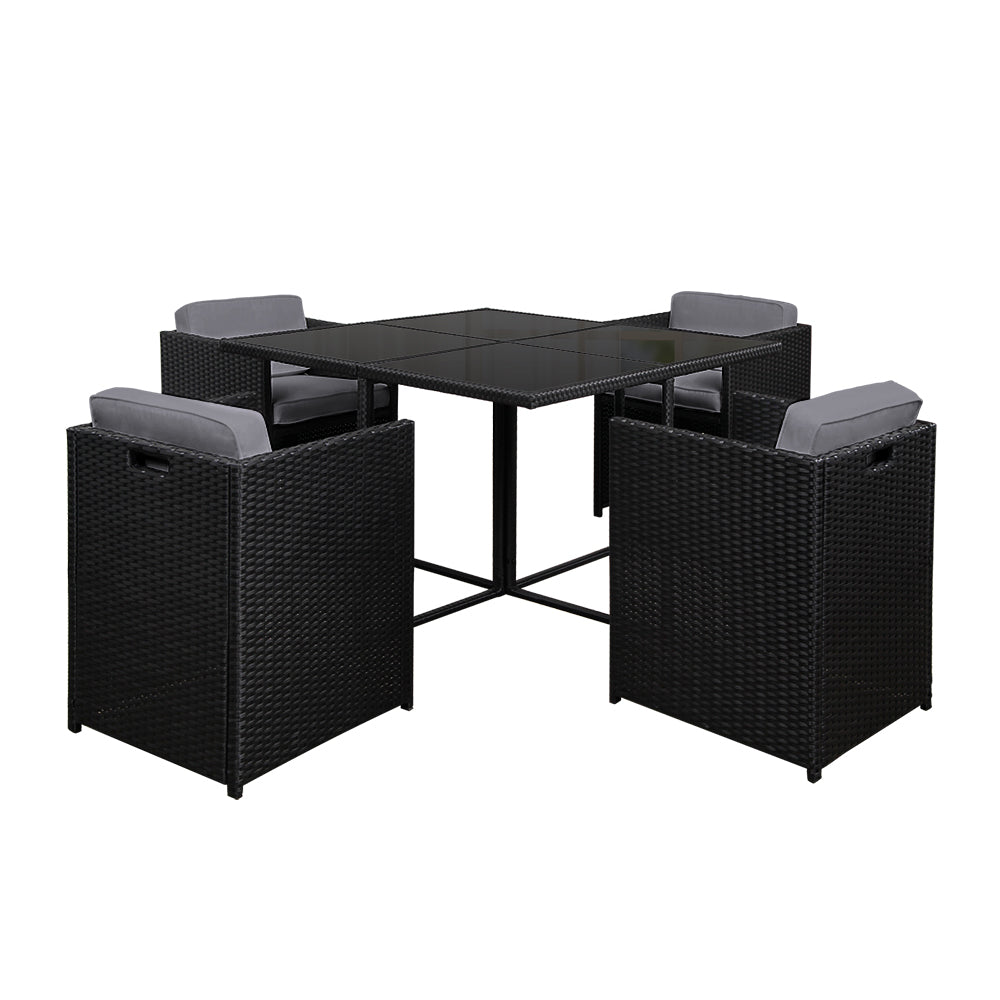 5 PC Outdoor Dining Set - Black