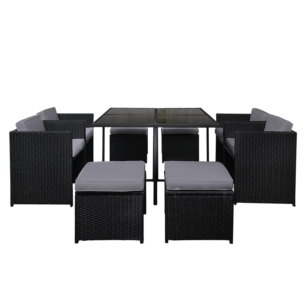 9 PC Outdoor Dining Set - Black