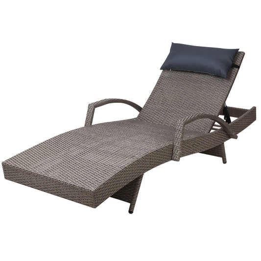 Grey Outdoor Sun Lounge Furniture Day Bed Wicker Pillow Sofa Set