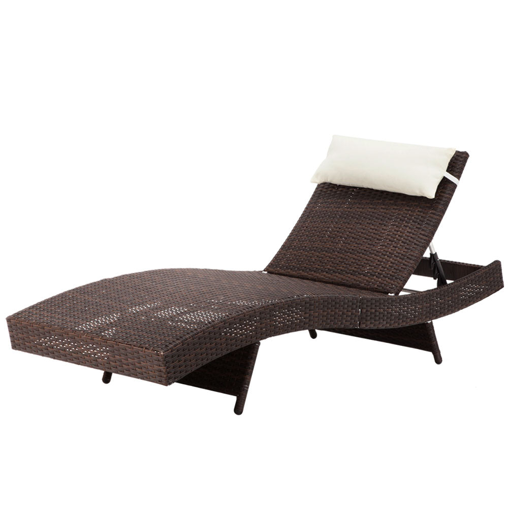 Outdoor Wicker Sun Lounge - Brown