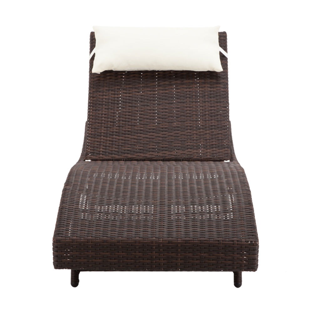 Outdoor Wicker Sun Lounge - Brown