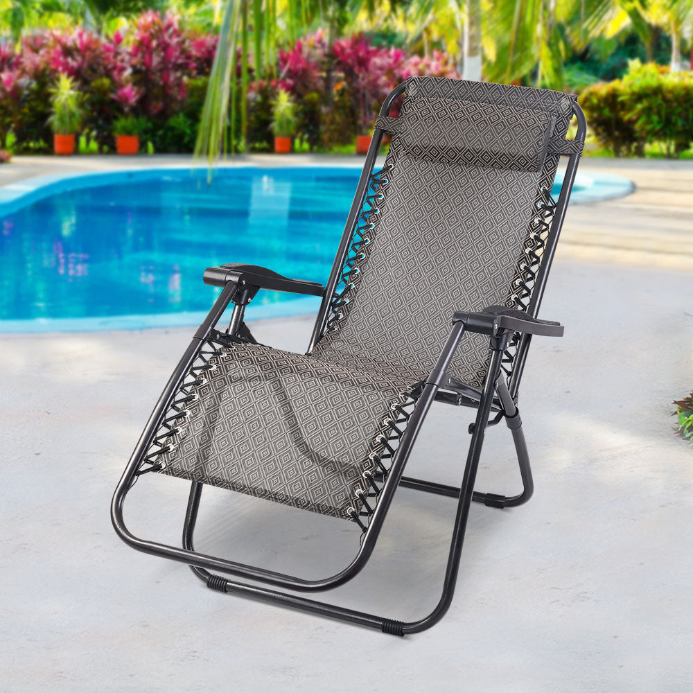 Outdoor Portable Recliner Chair - - Beige