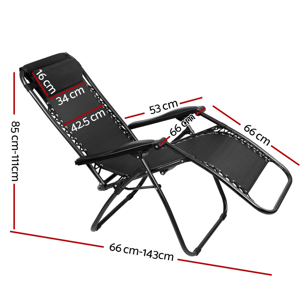 Outdoor Portable Recliner Chair - Black