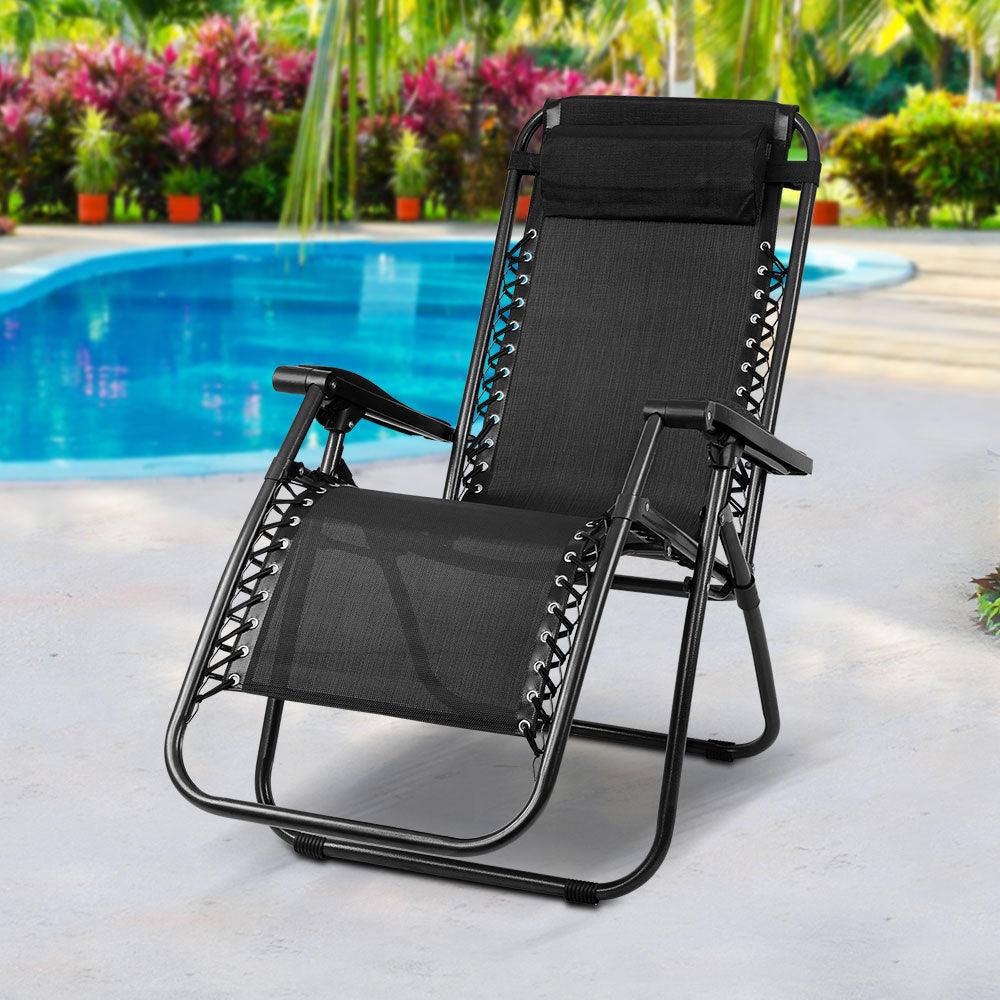 Outdoor Portable Recliner Chair - Black