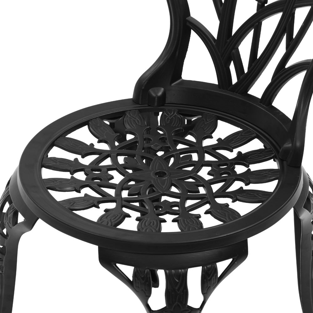 Sorley 3PC Outdoor Bistro Table Chair Setting - Black