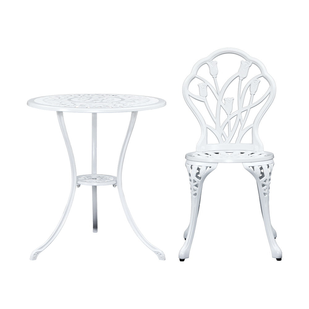 Sorley 3PC Outdoor Bistro Table Chair Setting - White