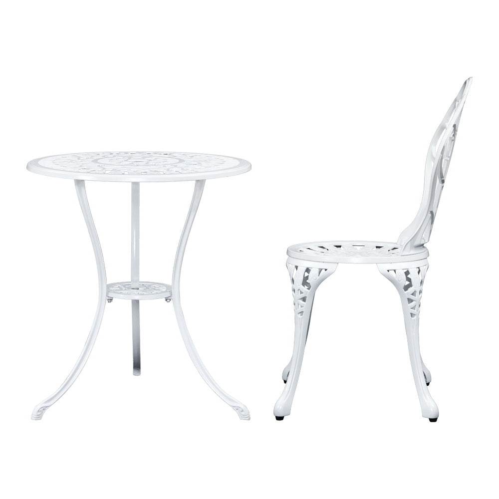 Sorley 3PC Outdoor Bistro Table Chair Setting - White