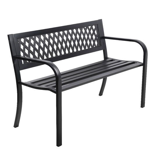 Steel Modern Garden Bench - Black