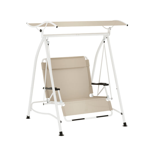 2 Seater Canopy Swing Chair - Beige