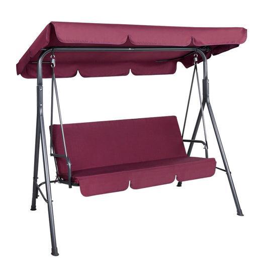 3 Seater Canopy Swing Chair - Wine Red