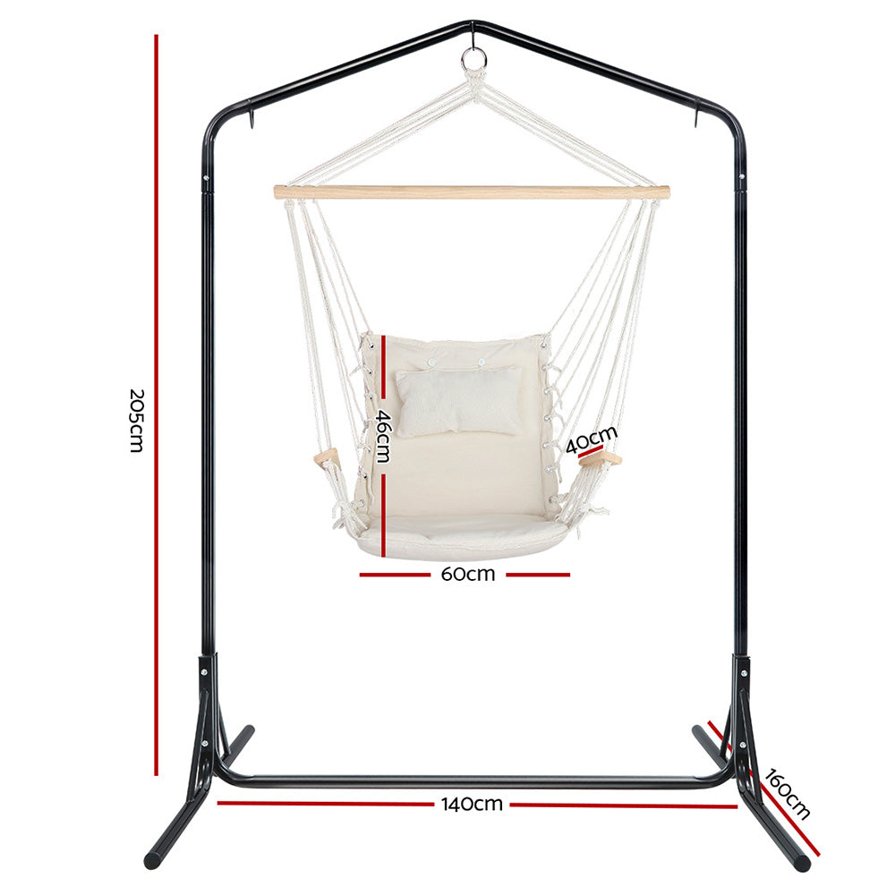 Cream Hammock Swing Chair With Pillow and Stand (3 hooks)