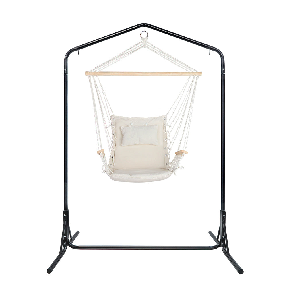 Cream Hammock Swing Chair With Pillow and Stand (3 hooks)