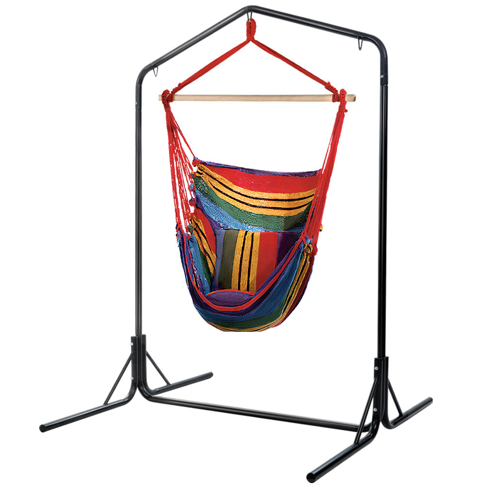 Rainbow Hammock Swing Chair With Pillow and Stand (3 hooks)