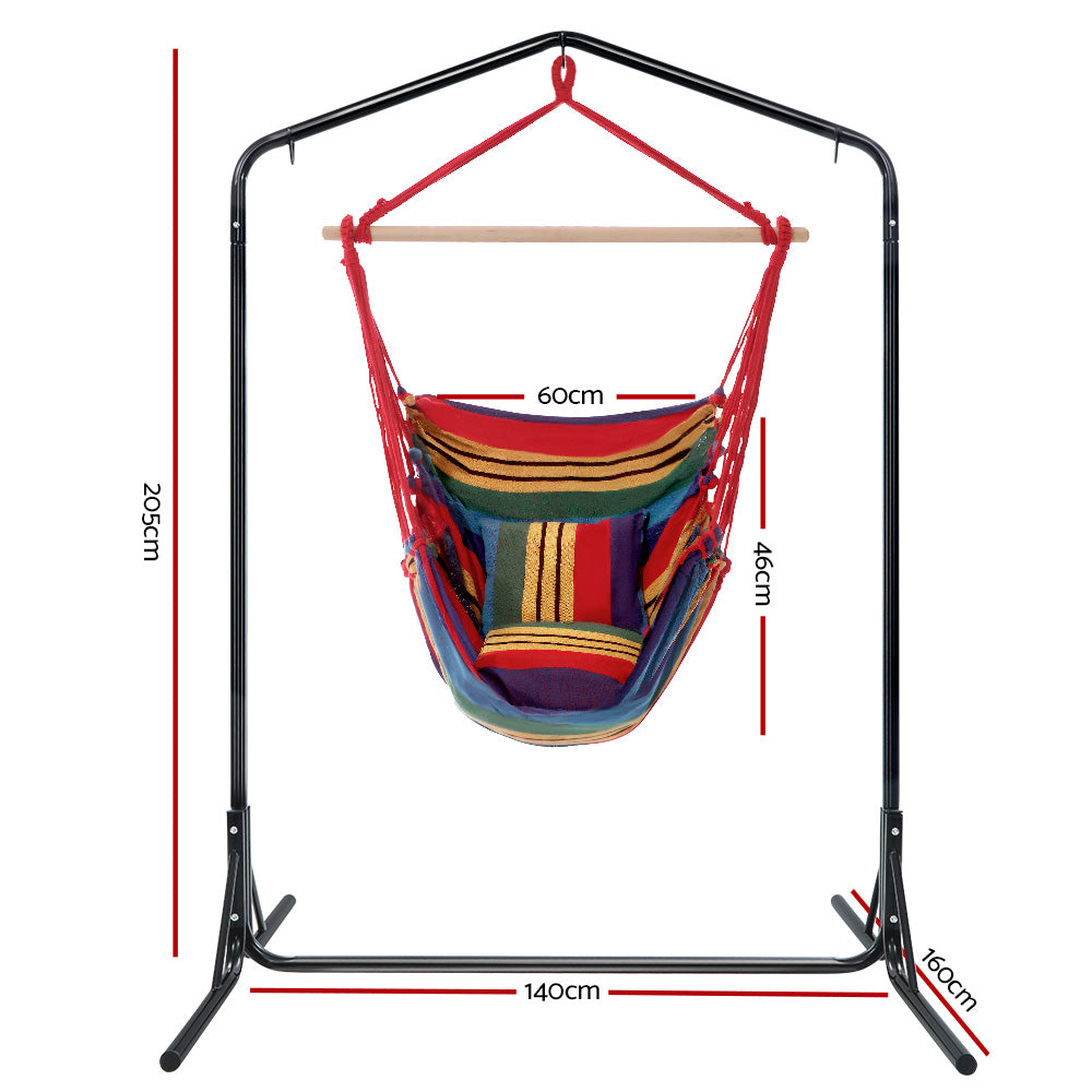 Rainbow Hammock Swing Chair With Pillow and Stand (3 hooks)