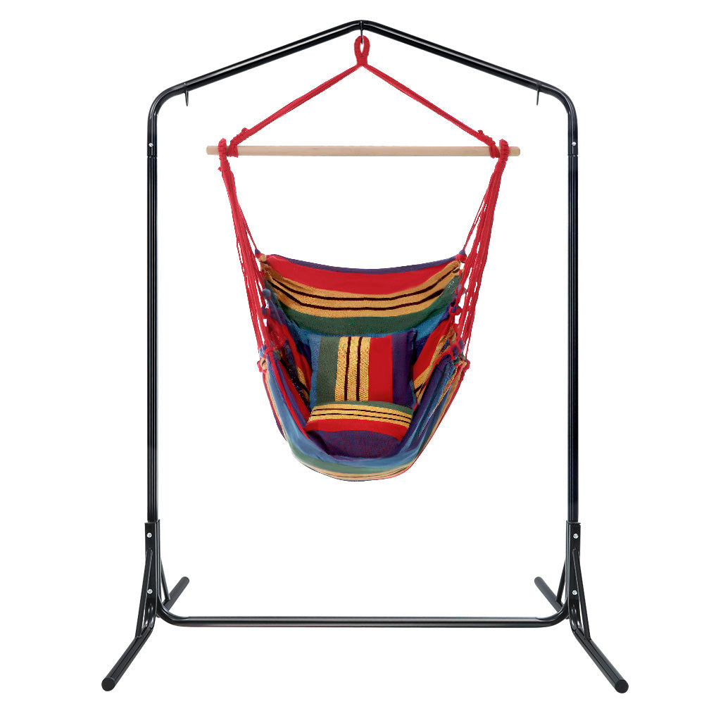 Rainbow Hammock Swing Chair With Pillow and Stand (3 hooks)