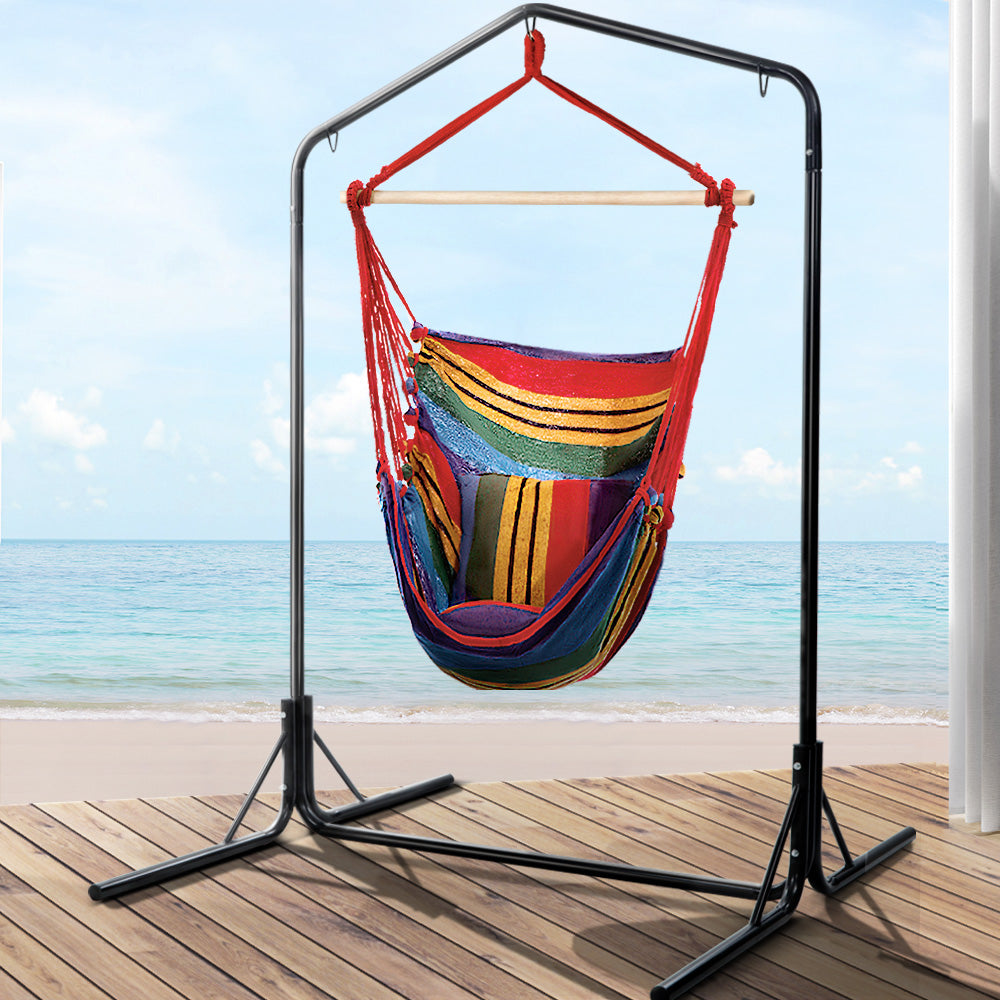 Rainbow Hammock Swing Chair With Pillow and Stand (3 hooks)