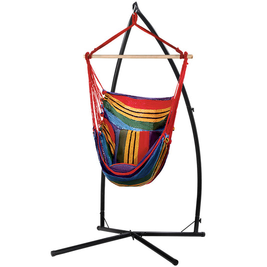 Rainbow Hammock Swing Chair With Pillow and Stand