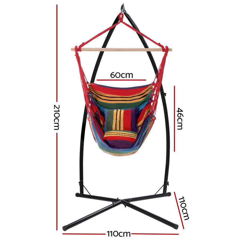 Rainbow Hammock Swing Chair With Pillow and Stand