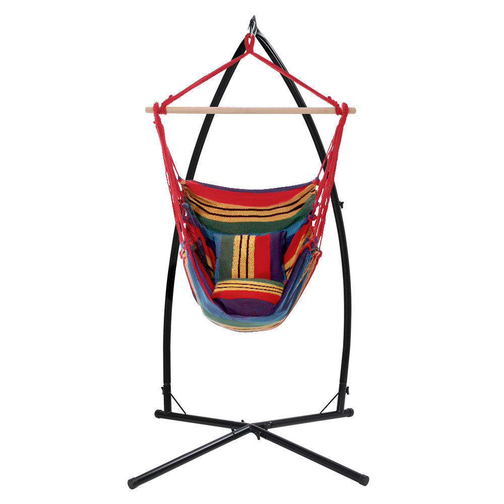 Rainbow Hammock Swing Chair With Pillow and Stand