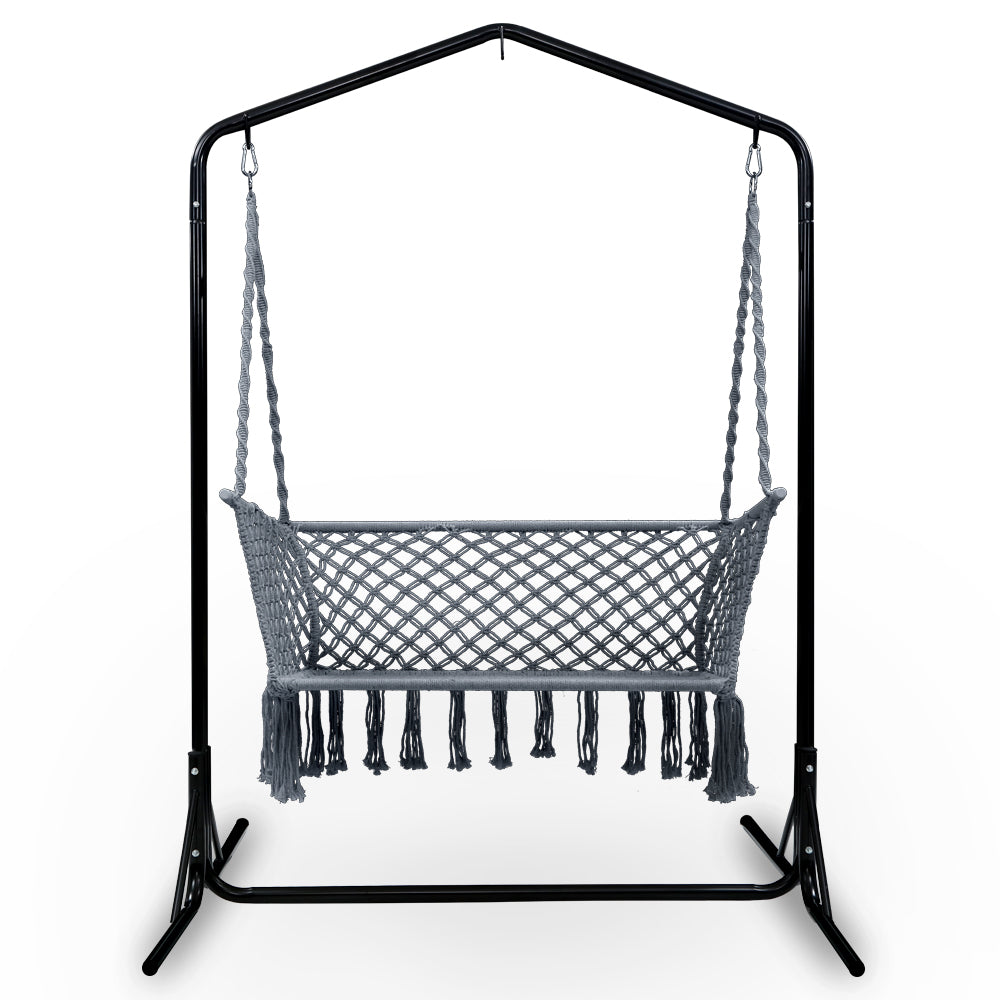 Grey 2 Seater Camping Hammock Swing Chair with Stand