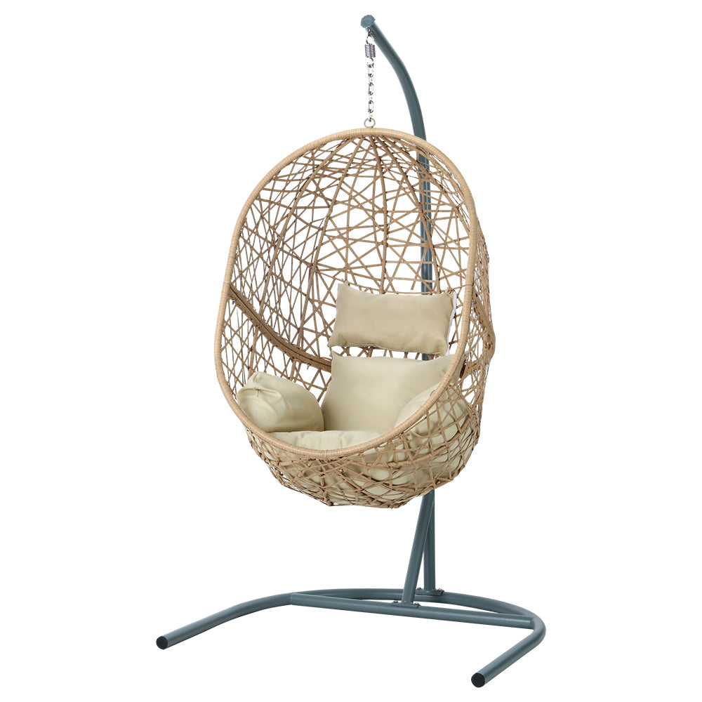 Indoor & Outdoor Hammock Egg Swing Chair with Stand - Natural