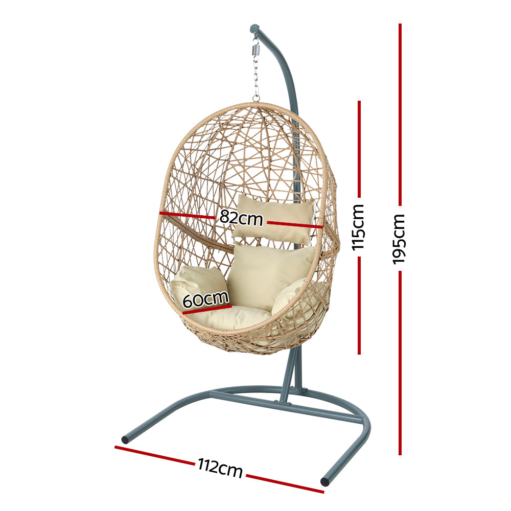 Indoor & Outdoor Hammock Egg Swing Chair with Stand - Natural