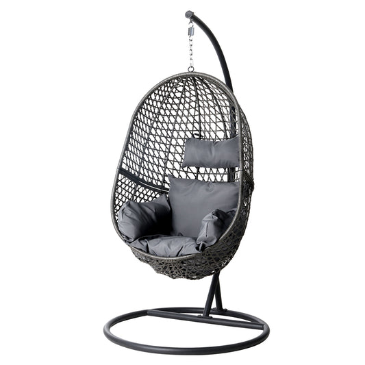 Indoor & Outdoor Hammock Egg Swing Chair with Stand - Black