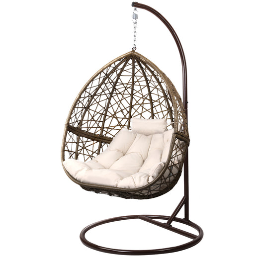 Indoor & Outdoor Hanging Swing Chair with Stand - Brown