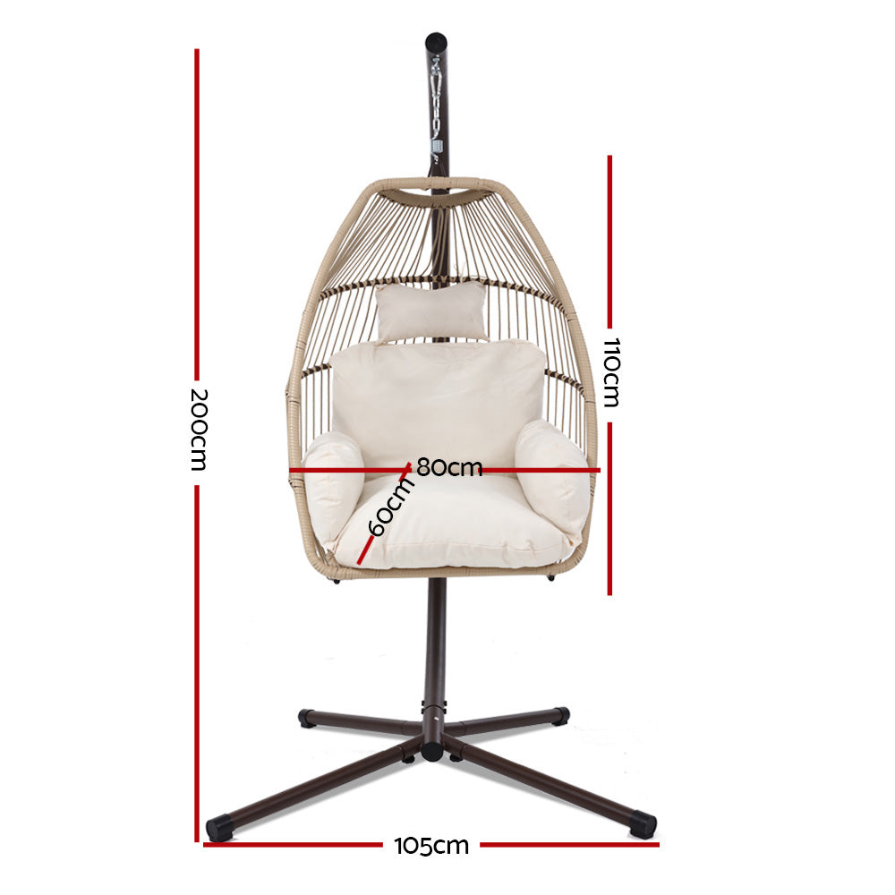 Indoor & Outdoor Hammock Pod Swing Chair with Stand - Latte