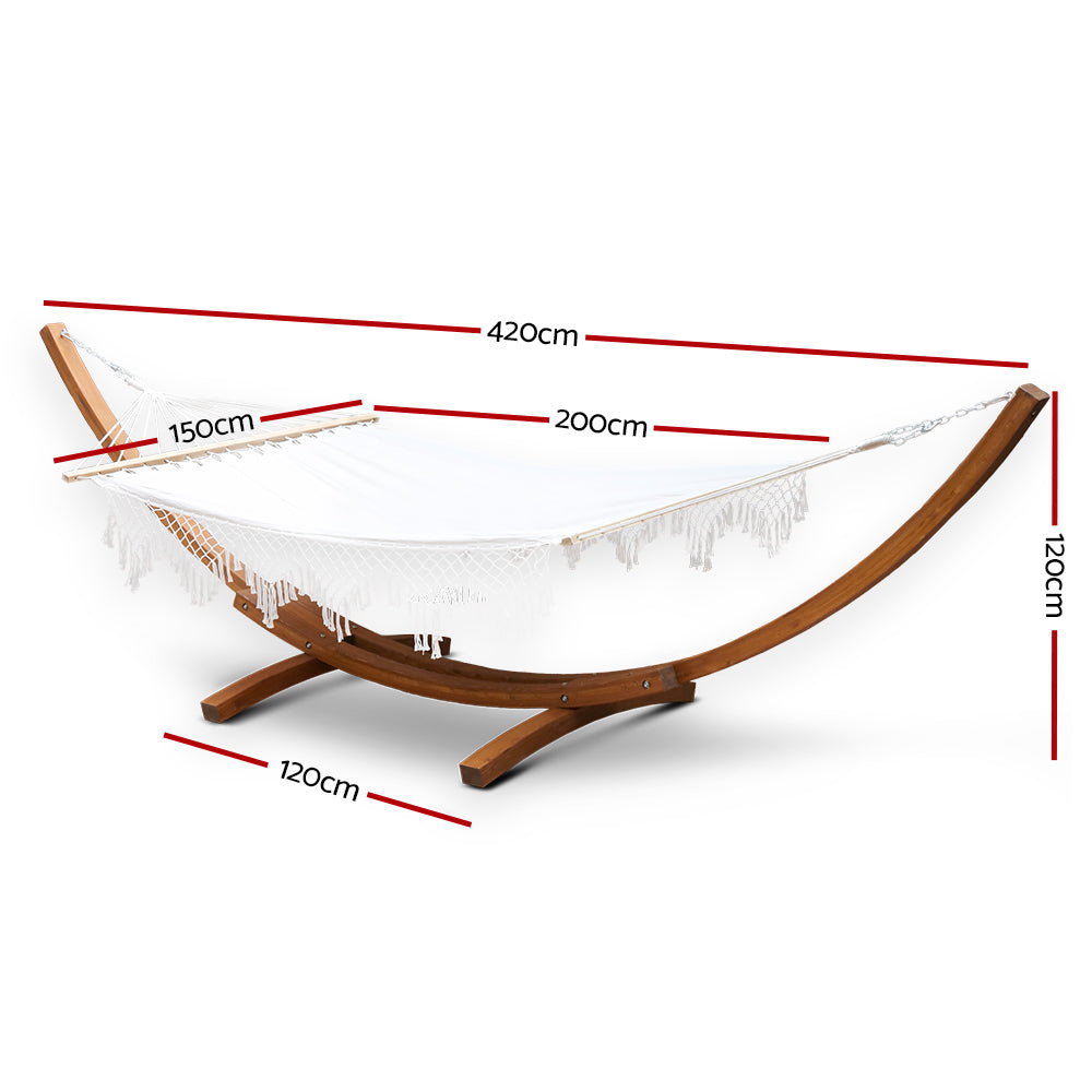 Tassel Hammock with Wooden Hammock Stand