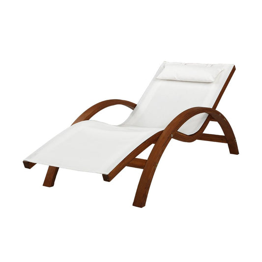 Santorini Outdoor Wooden Sun Lounge Setting Day Bed Chair Garden Patio Furniture