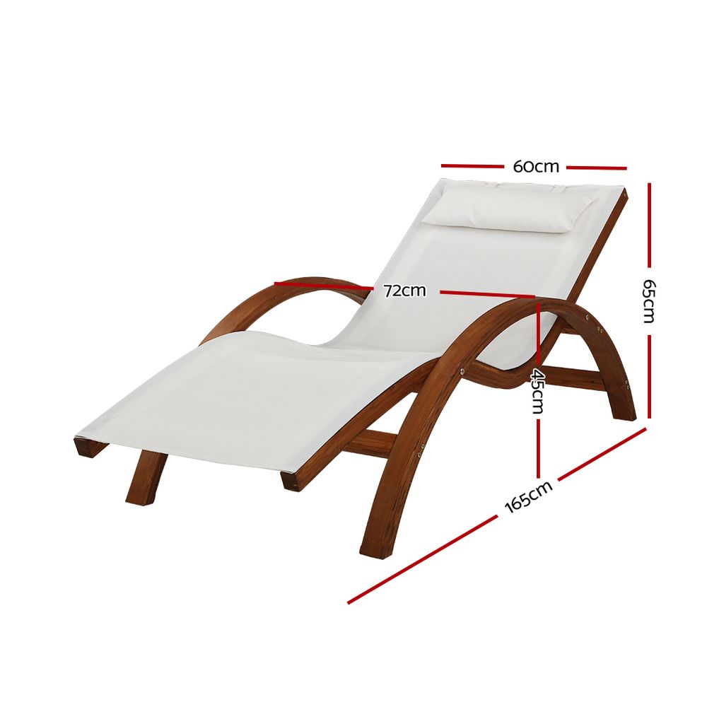 Santorini Outdoor Wooden Sun Lounge Setting Day Bed Chair Garden Patio Furniture