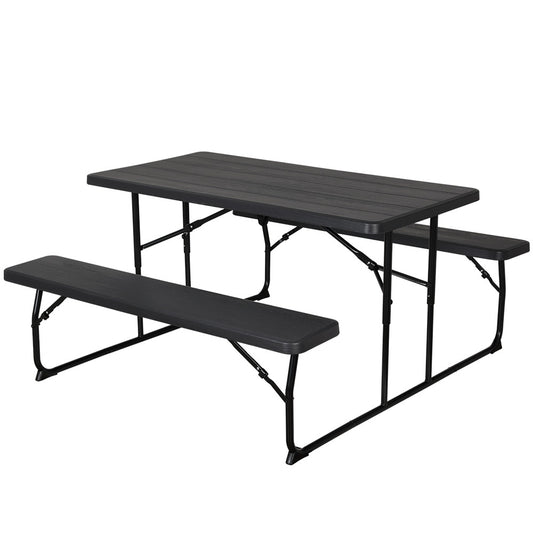 3 PCS Outdoor Dining Set Picnic Patio Bench Set Camp Folding Table