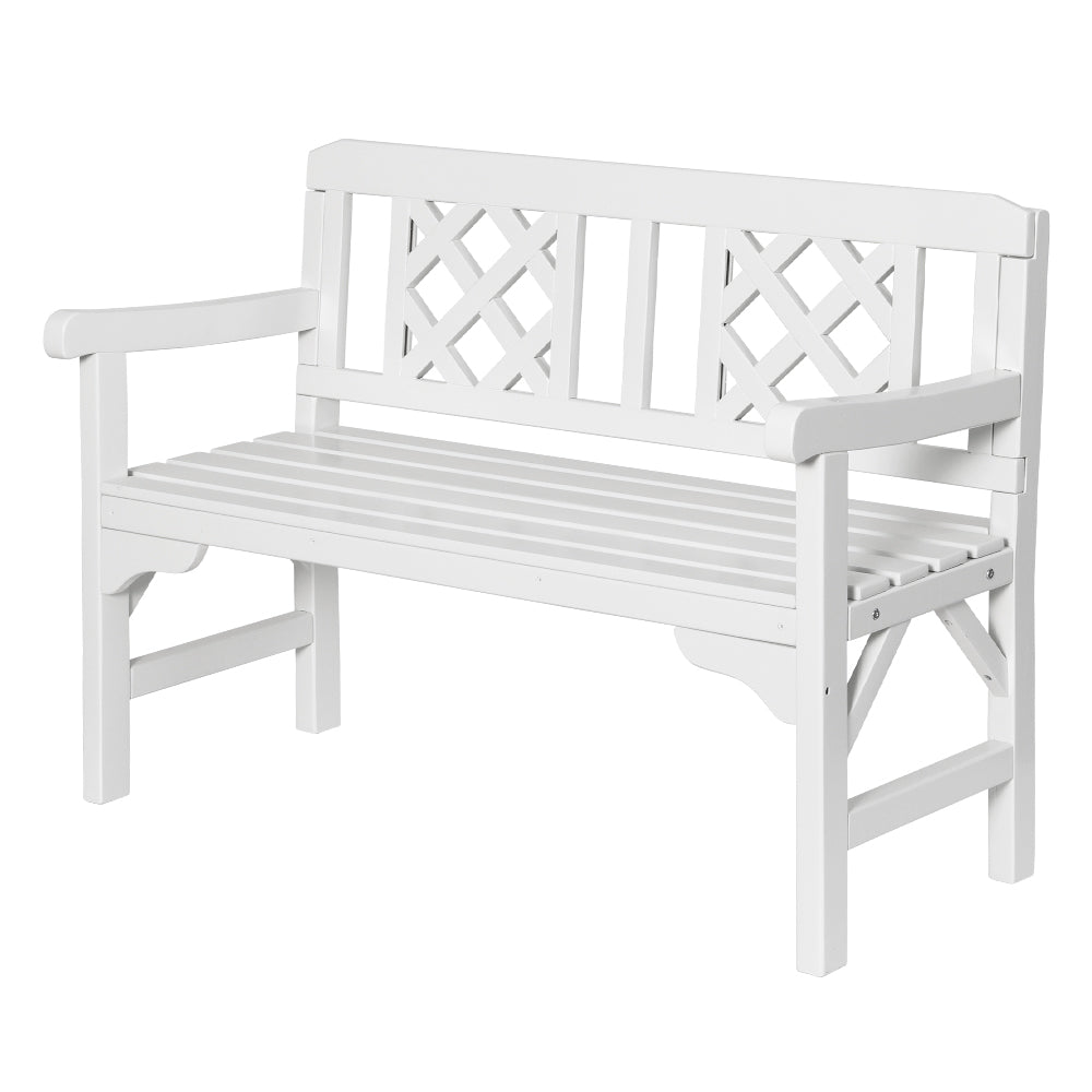 2 Seater White Timber Outdoor Garden Bench