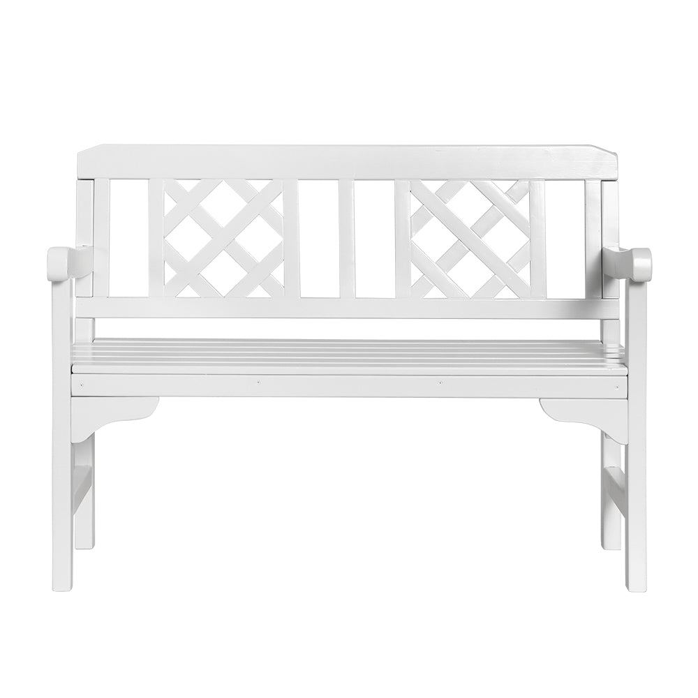 2 Seater White Timber Outdoor Garden Bench