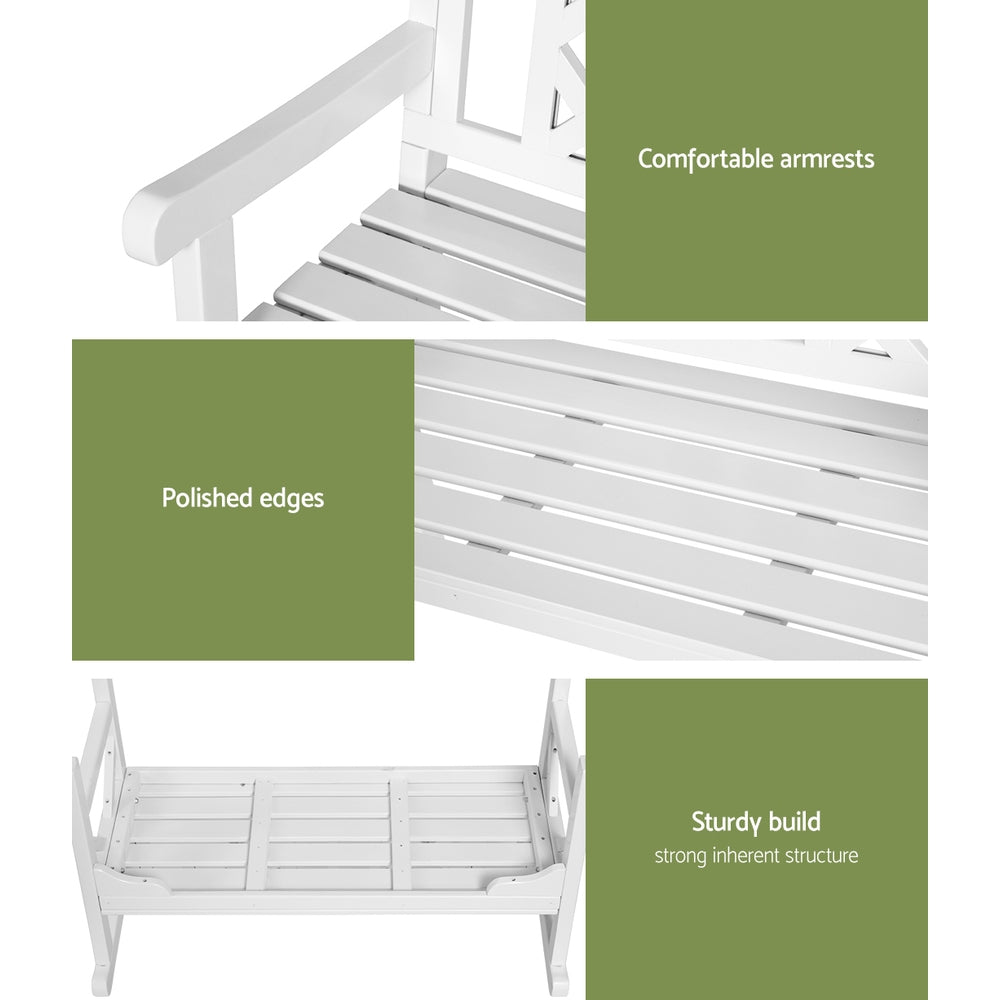 2 Seater White Timber Outdoor Garden Bench