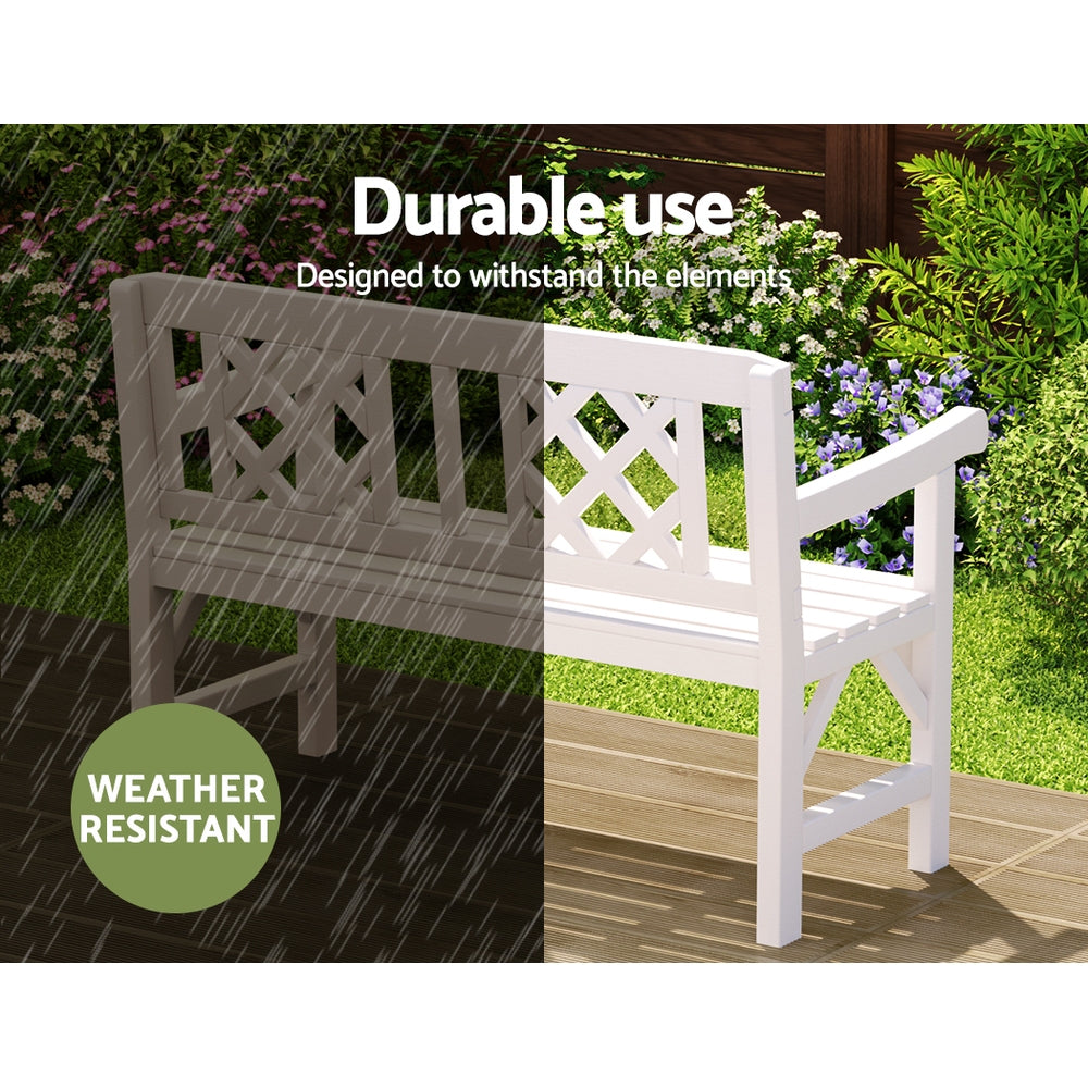 2 Seater White Timber Outdoor Garden Bench