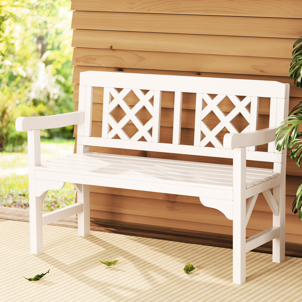 2 Seater White Timber Outdoor Garden Bench