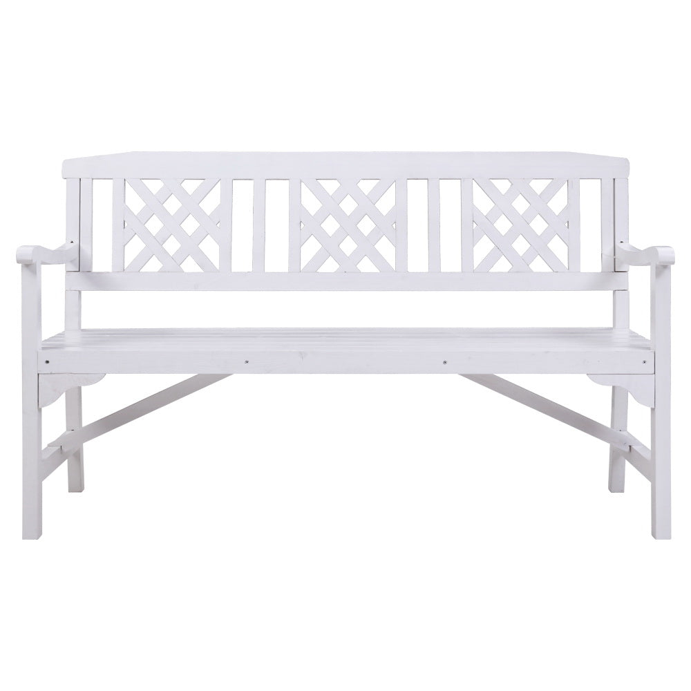 3 Seater White Timber Outdoor Garden Bench