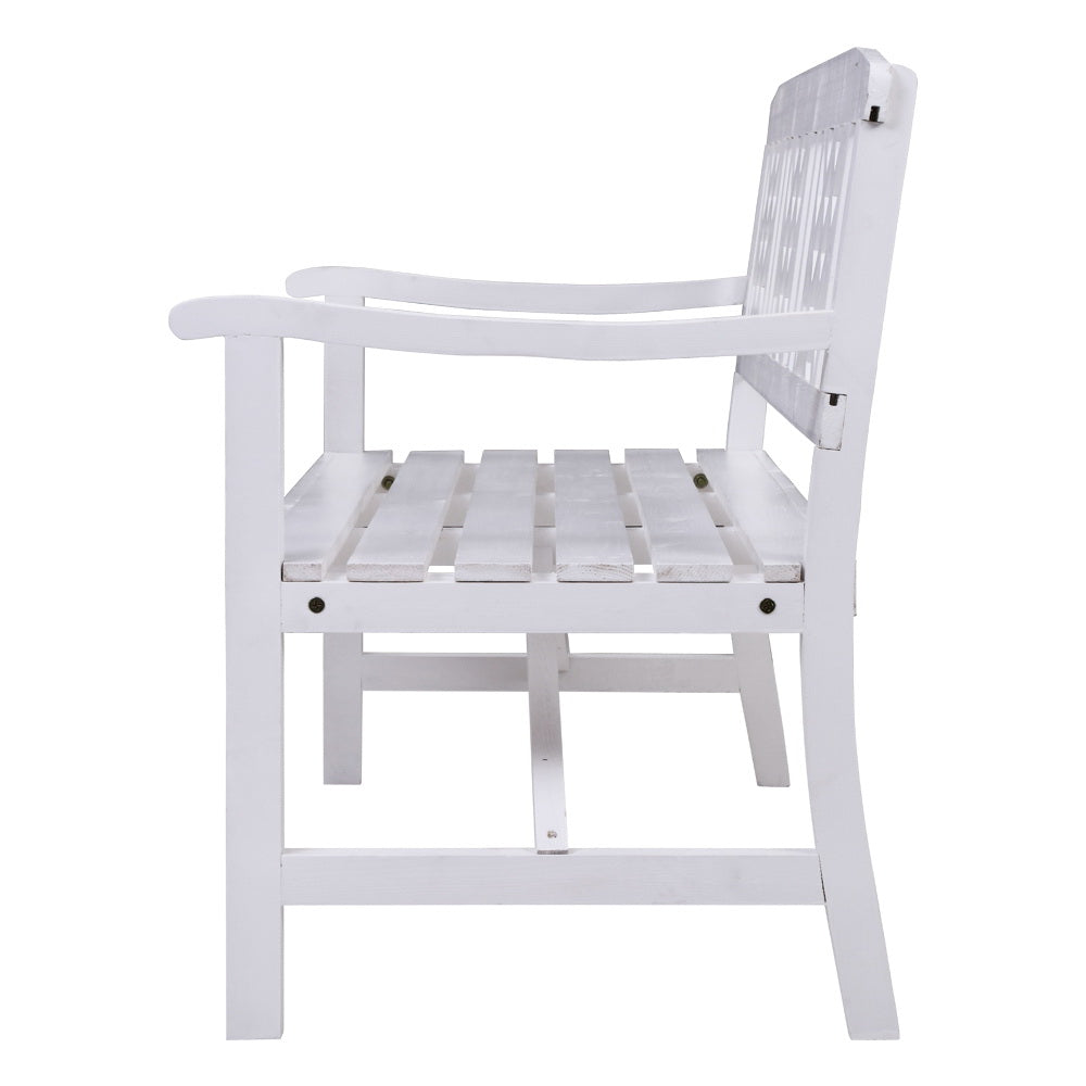 3 Seater White Timber Outdoor Garden Bench