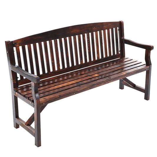 3 Seater Charcoal Brown Outdoor Wooden Garden Bench