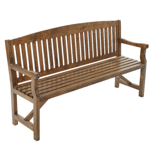 3 Seater Natural Brown Outdoor Wooden Garden Bench