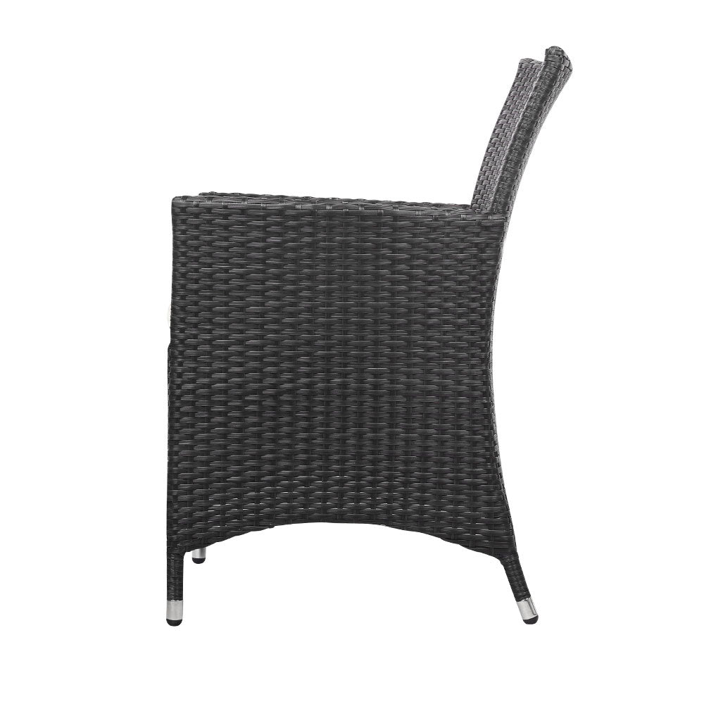 3 Piece Wicker Outdoor Furniture Set - Black