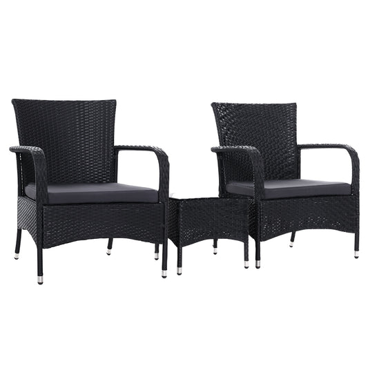 3 Piece Outdoor Patio Conversation Chairs & Table Set