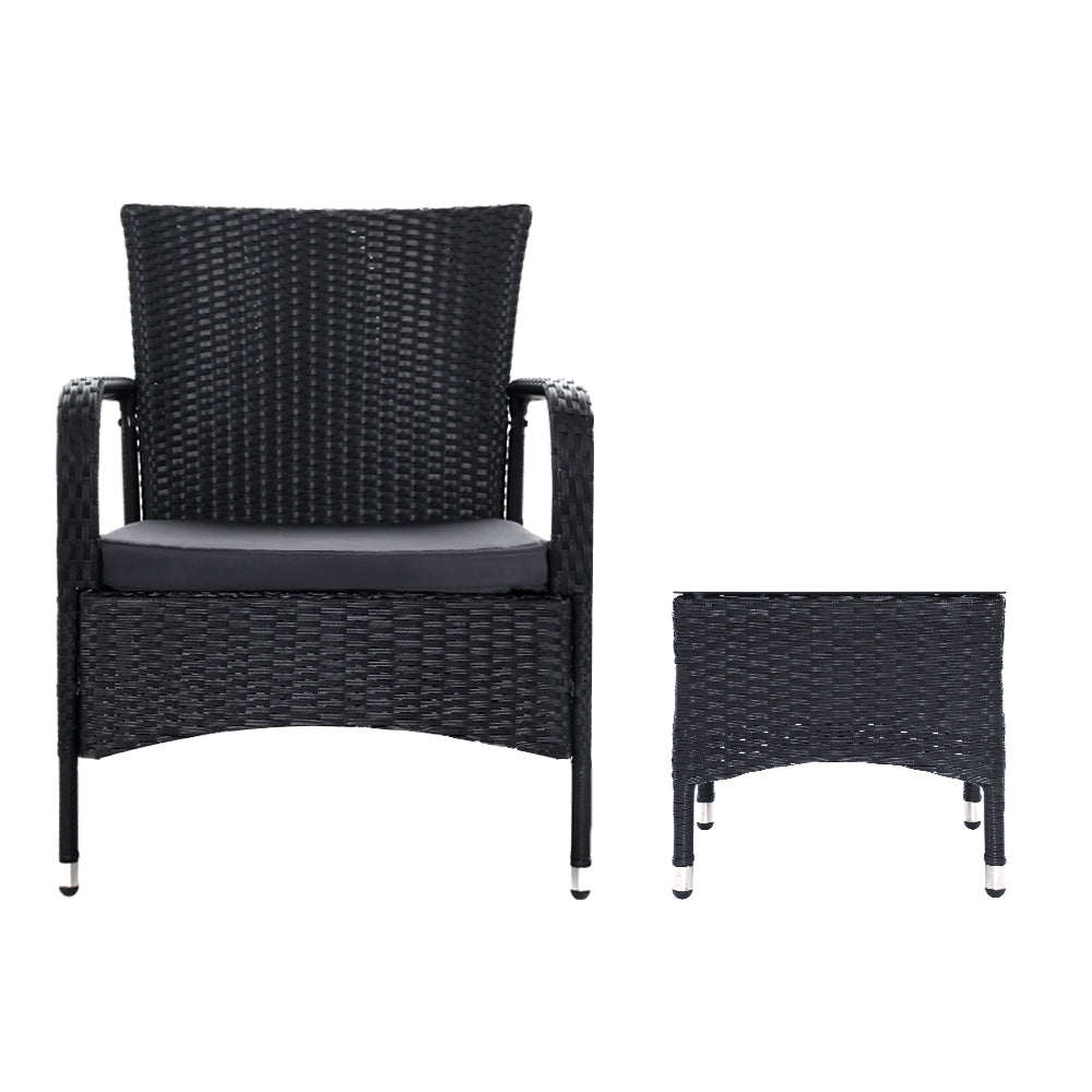 3 Piece Outdoor Patio Conversation Chairs & Table Set